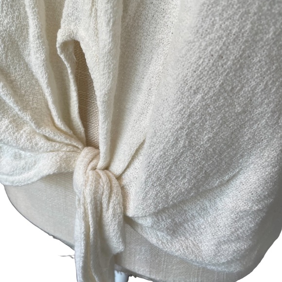 Vanilla Star Top Cream Front Tie Knot Crop Large - Picture 5 of 12